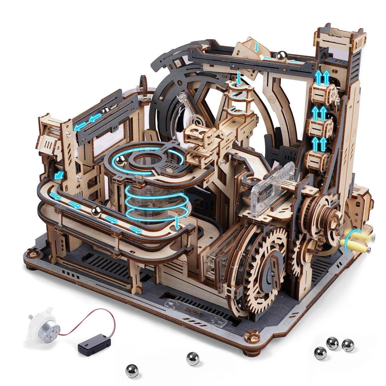 Robotime Rolife DIY Wood Crafts Marble Spaceport 3D Model Kit