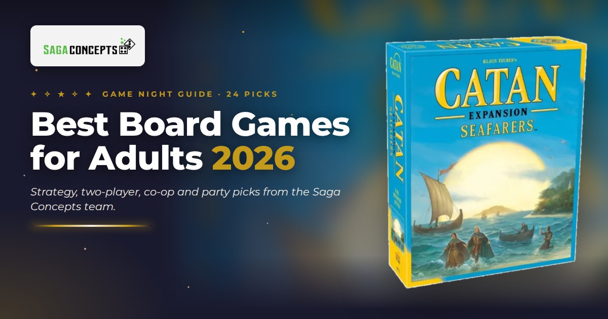 Best Board Games for Adults 2026 — Saga Concepts game night guide