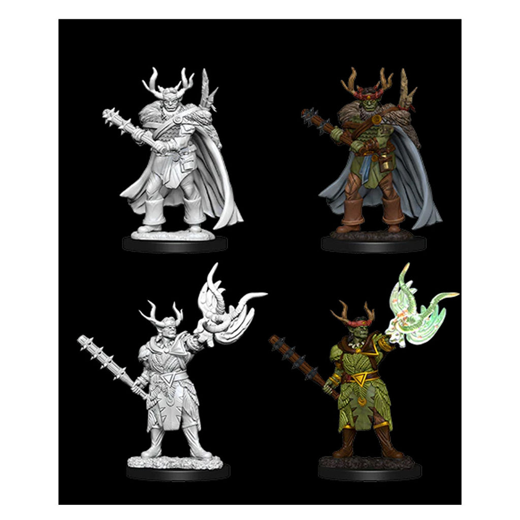 Wizkids Dungeons And Dragons Pathfinder Battle Deep Cuts Male Half Orc Druid Whoops Unpainted S W14 Retail Reorder Cards Miniature D&D WZK90301