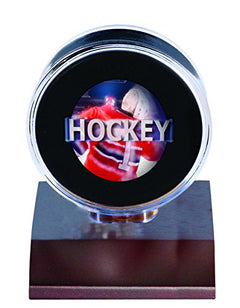 Ultra Pro NHL Hockey Puck Holder with Rich Dark Wood Square Base - Small & Clear