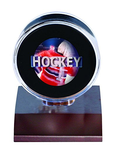 Ultra Pro NHL Hockey Puck Holder with Rich Dark Wood Square Base - Small & Clear