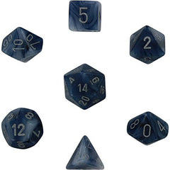 Chessex Dice: Polyhedral 7-Die Phantom Dice Set Game - Black with Silver