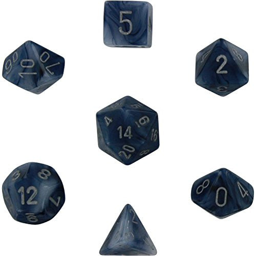 Chessex Dice: Polyhedral 7-Die Phantom Dice Set Game - Black with Silver