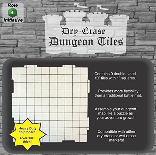 Role 4 Initiative Dry Erase 10 inch Dungeon Tiles Role-playing Games - Pack of 9