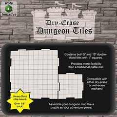 Role 4 Initiative Dungeons & Dragons Dry Erase Dungeon Tiles Combo Set of Five 10"" and Sixteen 5"" Interlocking Squares for Role-Playing and Miniature Tabletop Games R4I-45003