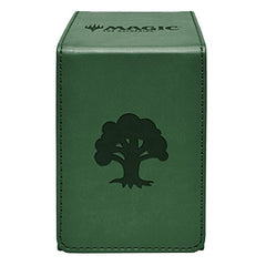Ultra Pro Magic The Gathering Alcove Flip Box with Forest Mana Symbol in Dark Green Finish