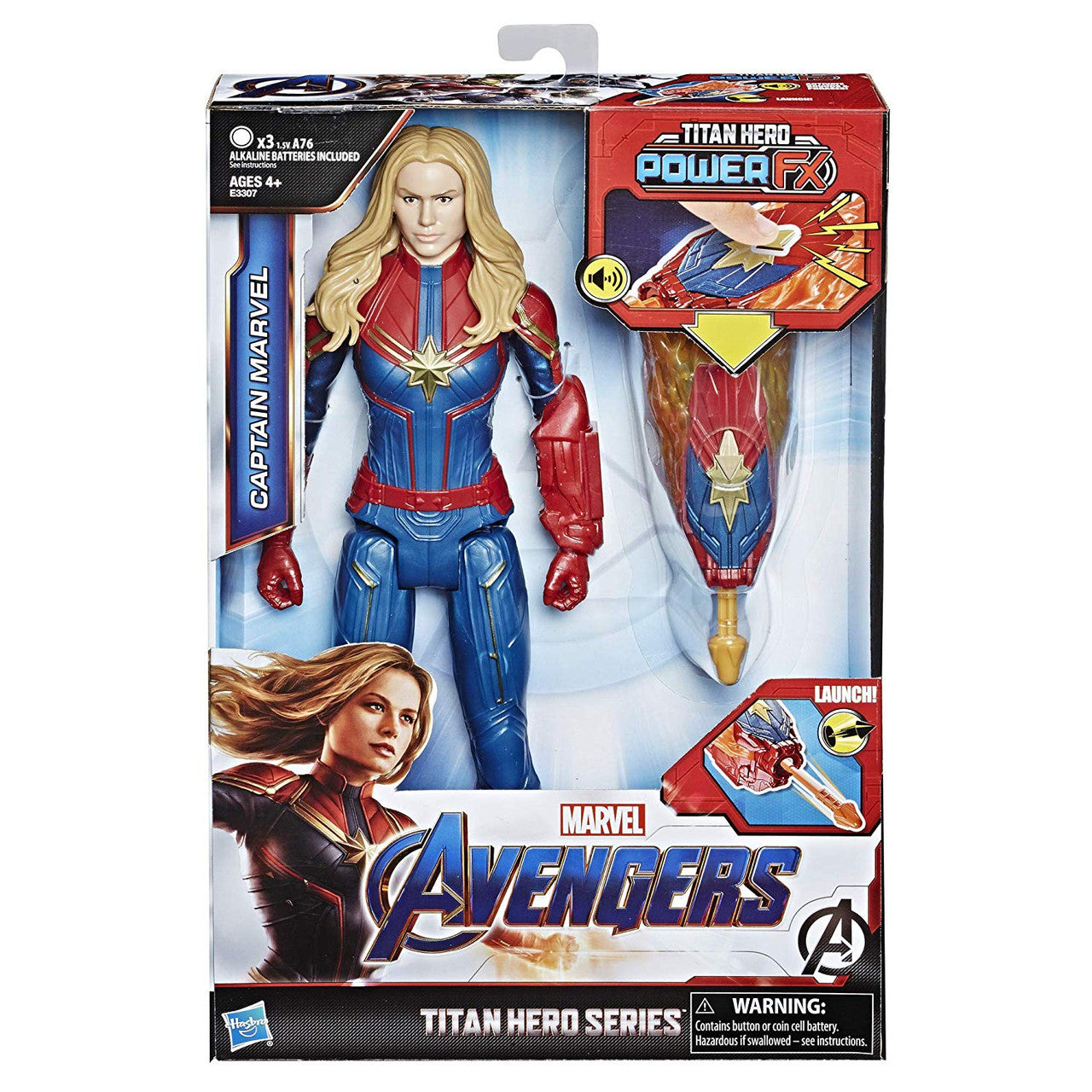 Avengers Marvel Endgame Titan Hero Power FX 12-inch-scale Captain Marvel Figure with Movie-inspired Design