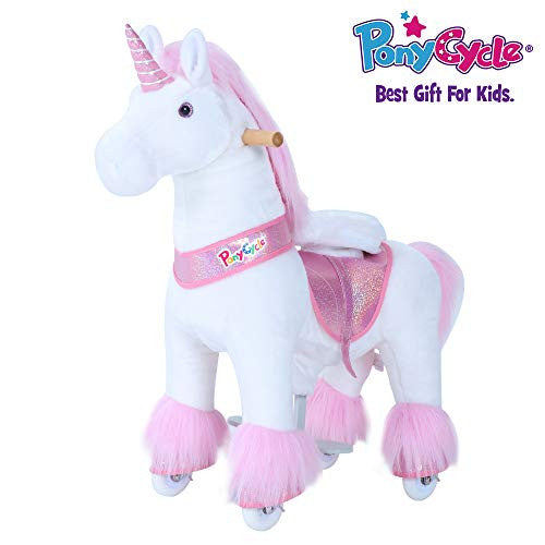 PonyCycle Official 2019 New U402 U Series Ride on Horse Toy Plush Walking Animal Pink Unicorn - Medium Size for Age 4-8