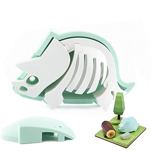 HalfToys Dinosaur Toy Puzzle Set with Magnets and Paper Dioramas - Tricera Model Set