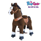 PonyCycle Official 2019 New U Series Ride on Horse Toy Plush Walking Animal Chocolate Brown Horse Medium Size for Age 4-8