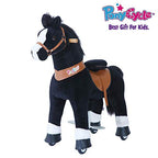 PonyCycle Official 2019 New U Series Ride on Horse Toy Plush Walking Animal Black Horse Medium Size for Age 4-8