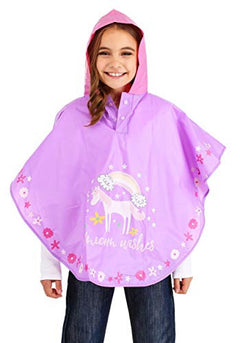 Floss & Rock Magic Color Change Poncho - Girls and Boys Rain Jacket - Purple