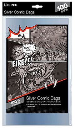 Ultra Pro Silver Comic Bags 2-Mil Polypropylene 7.25 X 10.50 Inches (100-Count)