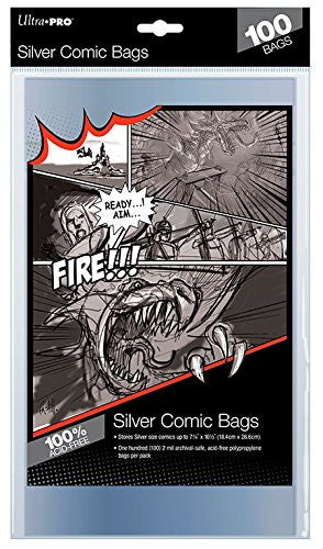 Ultra Pro Silver Comic Bags 2-Mil Polypropylene 7.25 X 10.50 Inches (100-Count)