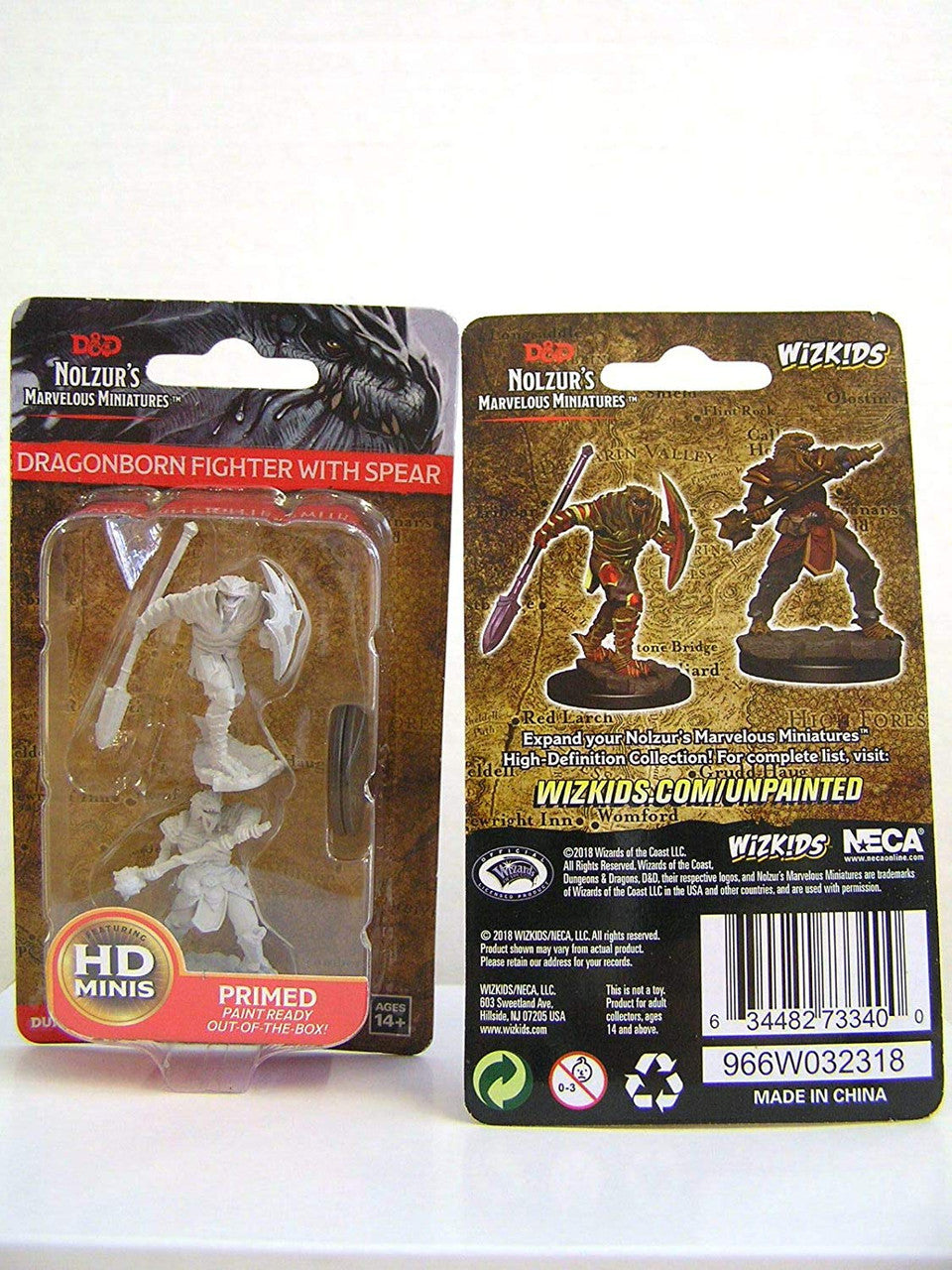 Dungeons & Dragons Wizkids Dragonborn Fighter NECA Nolzur's Marvelous Unpainted s Dragonborn Fighter with Spear Miniature WZK73340