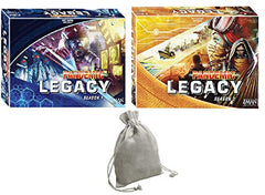 Z-Man Games Pandemic Board Game Legacy Season 1 (Blue Edition) with Legacy Season 2 (Yellow Ed) Board Game and Drawstring Bags for Storage Pantry Gifts (6 x 8 inch, Beige) - Single Pack