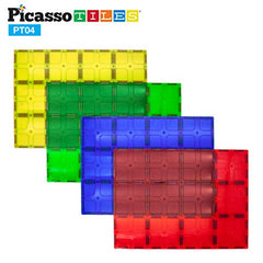 PicassoTiles PT04 4 Piece Set Magnet Tiles Large Stabilizer Base Jumbo Set