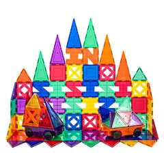 PicassoTiles PT82 82-Piece Building Blocks Creativity Kit 3D Building Construction Toy Set Clear Magnetic Stacking Block STEM