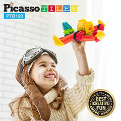 PicassoTiles PTB120 Bristle Shape Blocks 120-Piece Basic Building Set