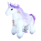 PonyCycle Official Riding Horse White and Purple Unicorn No Battery No Electricity Mechanical Giddy up Pony Plush Toy Walking Animal for Age 3-5 Years Small Size - K31