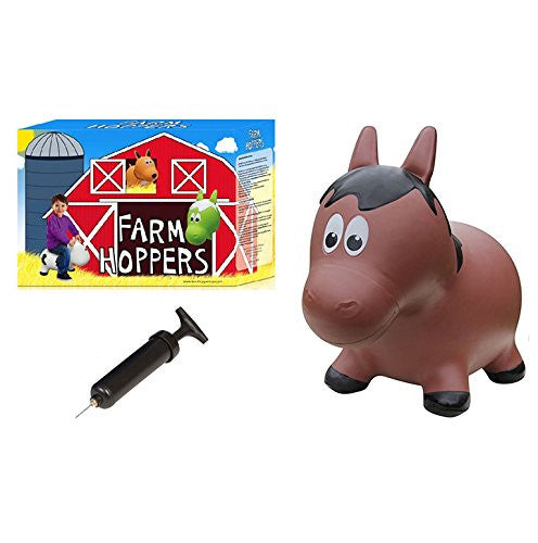 Farm Hoppers Award Winning Inflatable Toddler Safe Bouncing Brown Horse Plus Pump