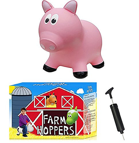 Farm Hoppers Award Winning Inflatable Toddler Safe Bouncing Pink Pig Plus Pump