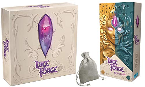 Asmodee Dice Forge Board Game with Libellud Dice Forge: Rebellion Expansion and Dice Bag