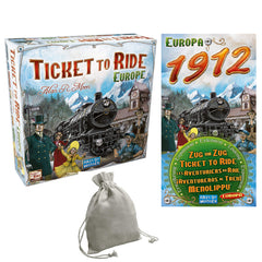 Ticket To Ride Board Game - Europe with Ticket to Ride: Europa 1912 Expansion Board Game and Dice Bag
