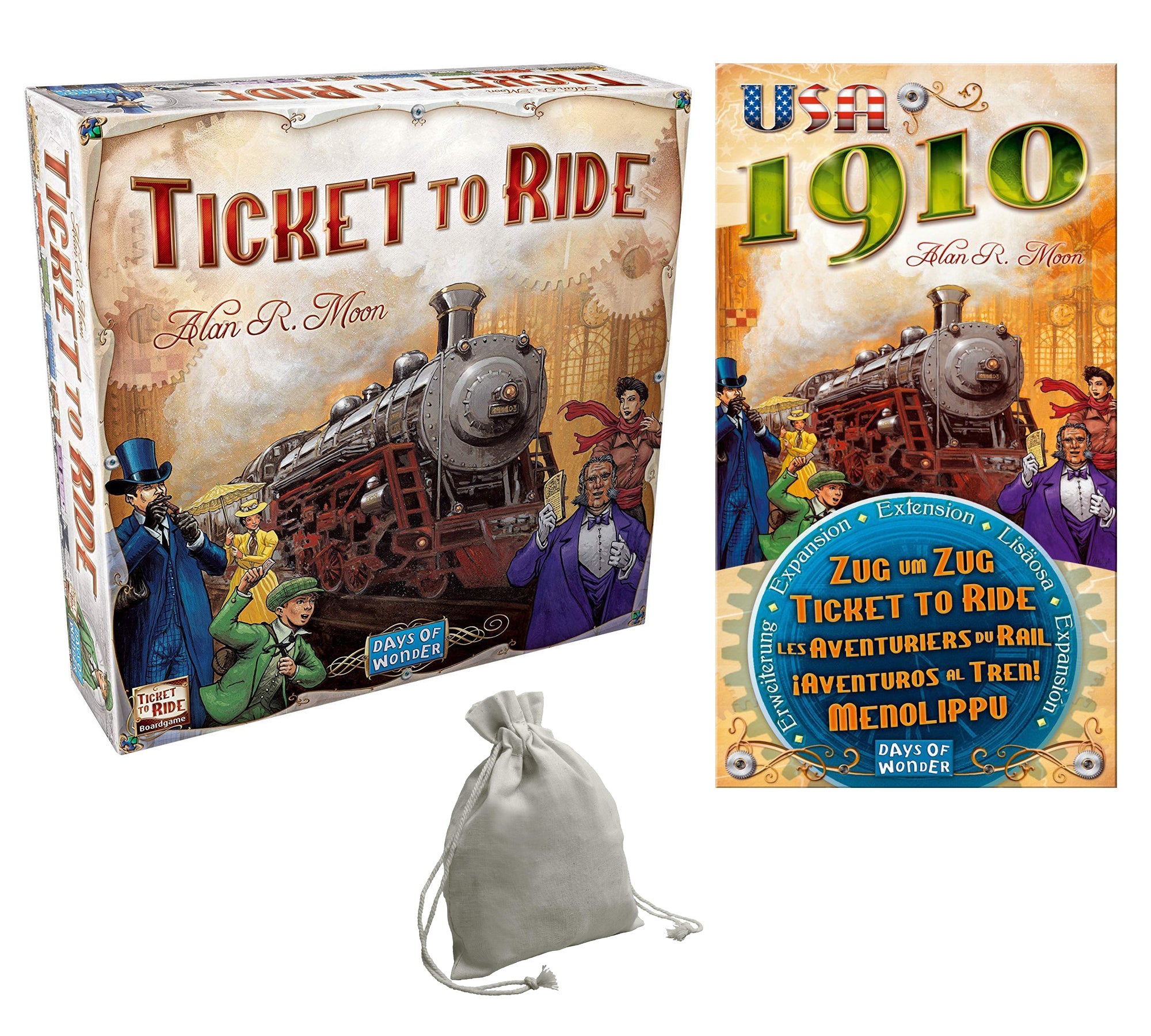 Days of Wonder Ticket to Ride - Board Game with Days of Wonder Ticket to Ride: USA 1910 Expansion and Dice Bag