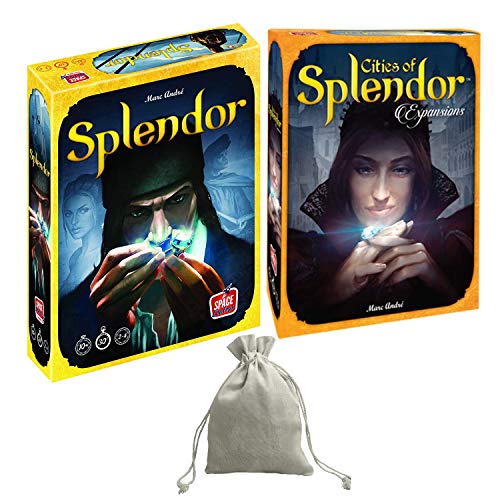 Asmodee Splendor Cities of Splendor Expansion Board Games Set with Dice Bag