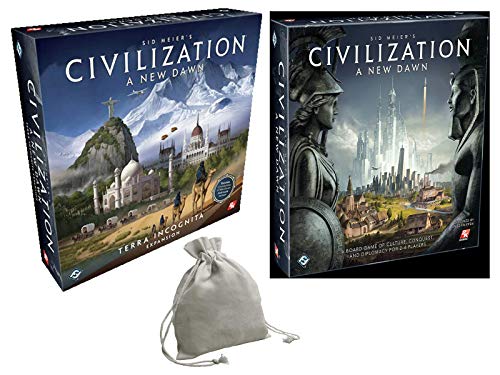 Fantasy Flight Games Sid Meier's Civilization - A New Dawn with Civilization New Dawn: Terra Incognita Board Game Set with Dice Bag