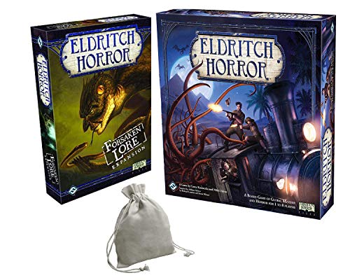Fantasy Flight Games Eldritch Horror with ldritch Horror: Forsaken Lore Board Game Set with Dice Bag