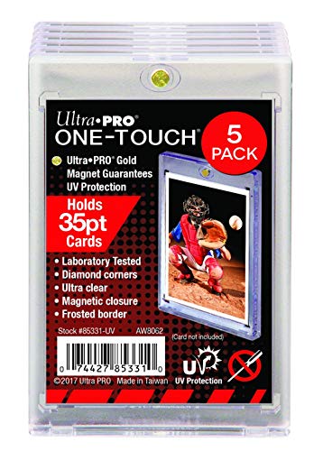 5 Pack Bundle Ultra Pro 35pt (35 Point) One Touch Magnetic Card Holders Compatible with Topps Donruss Panini Upper Deck Fleer Standard Thickness Trading Cards