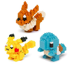 Nanoblocks - 3 Sets - Pikachu, Squirtle and Eevee - Adjustable Pokemon Characters