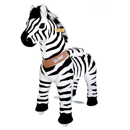 PonyCycle Official New Updated 2021 Edition Ride on Horse Toy Plush Walking Animal Zebra - Small Size for (Age 3-5)