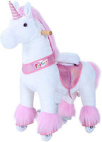 PonyCycle Pink Unicorn Ride On Horse Toy Walking & Rocking Pony for Kids Ages 4-7 Max Load 88 lbs - Ux402