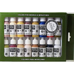 Vallejo Face Skin Colors Paint Set Pack of 16 Non Toxic Colors 17ml VAL-70124