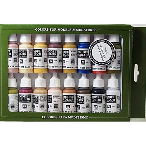 Vallejo Face Skin Colors Paint Set Pack of 16 Non Toxic Colors 17ml VAL-70124