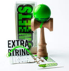 Sweets Kendamas Radar Prime Kendama - Sticky Paint, Perfect for Beginners, Extra String Accessory Bundle (Green)