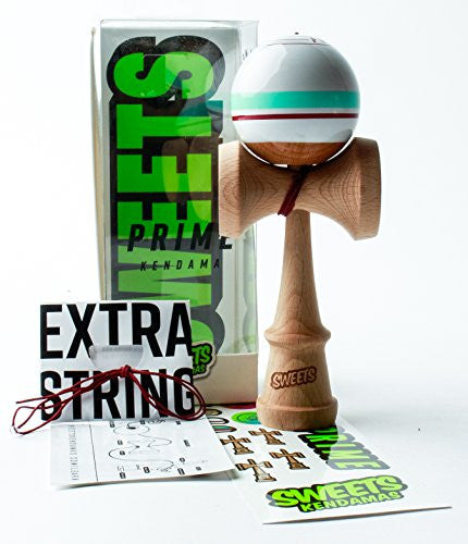 Sweets Kendamas Prime Sport Stripe Kendama - Sticky Paint, Stripe Design, Extra String Accessory Bundle (Avalanche)