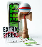 Sweets Kendamas Prime Sport Stripe Kendama - Sticky Paint, Stripe Design, Extra String Accessory Bundle (Racer)