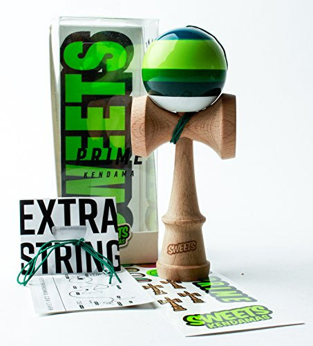 Sweets Kendamas 5-Stripe Prime Kendama - All Levels, Stripe Design, Extra String Accessory Bundle (Dougie)