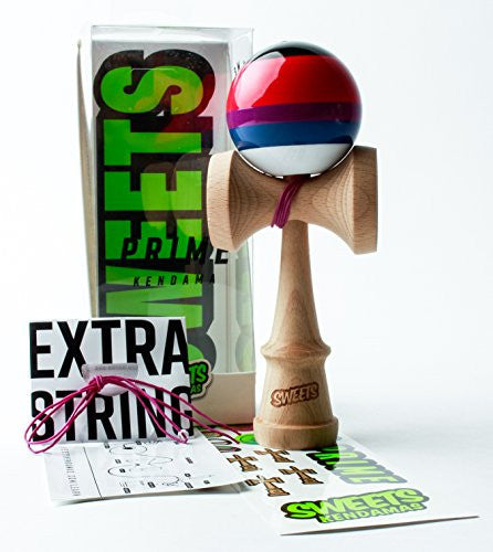 Sweets Kendamas 5-Stripe Prime Kendama - All Levels, Stripe Design, Extra String Accessory Bundle (Slushy)