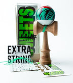 Sweets Kendamas Grain Split 2.0 Prime Kendama, Premium Skill Toy, Extra String Accessory Bundle (Laser Tag)