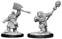 Wizkids Dungeons & Dragons Magic the Gathering W14 Dwarf Fighter & Dwarf Cleric Unpainted Miniatures D&D WZK90276