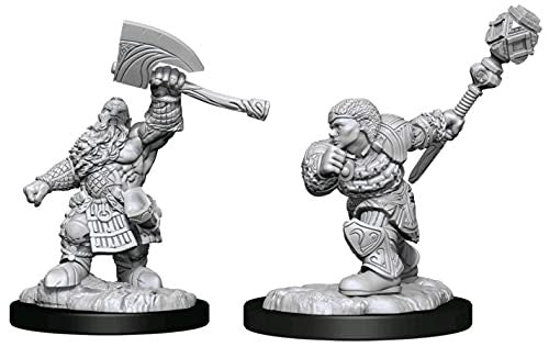 Wizkids Dungeons & Dragons Magic the Gathering W14 Dwarf Fighter & Dwarf Cleric Unpainted Miniatures D&D WZK90276
