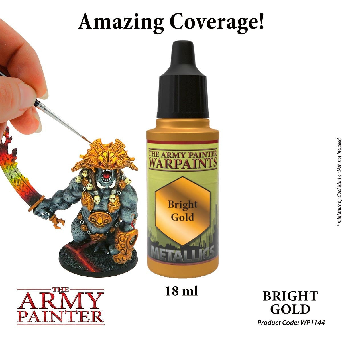 The Army Painter Warpaint Metallic Bright Gold Non Toxic Acrylic Paints 18ml WP1144
