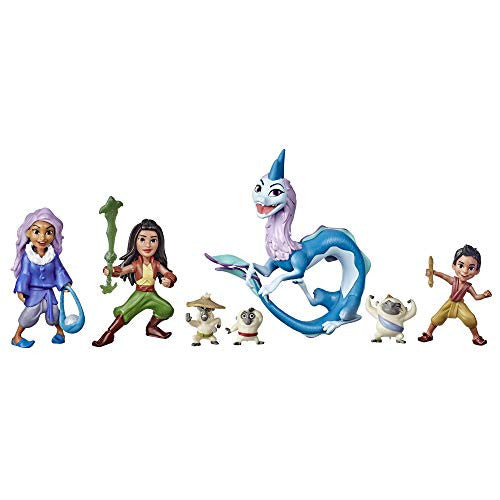 Disney's Raya and The Last Dragon Kumandra Story Set, 7 Dolls and Doll Accessories, Raya, Sisu Human, Ongis, Boun, and Sisu, Toy for Kids