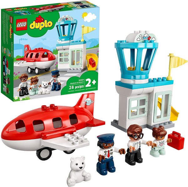 LEGO DUPLO Town Airplane & Airport 10961 Building Toy; Imaginative Playset for Kids; Great, Fun Gift for Toddlers; New 2021 (28 Pieces)