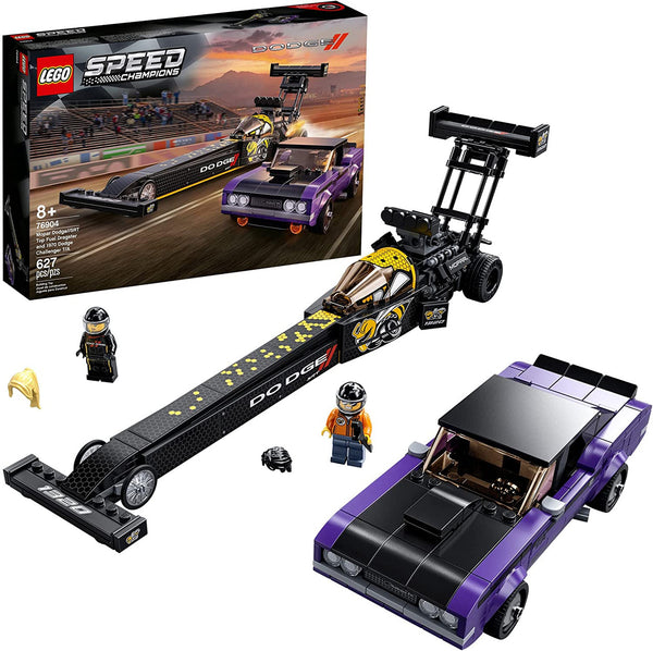 LEGO Speed Champions Mopar Dodge/SRT Top Fuel Dragster and 1970 Dodge Challenger T/A Building Toy New 2021 (627 Pieces)